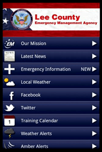 Lee County EMA Emergency Management Application for staying connected in emergency situations with no media access
